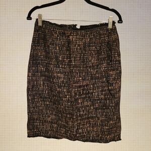 Classic 90s Business Casual Sarah Campbell Navy Tweed Pencil Midi Skirt 4Woven